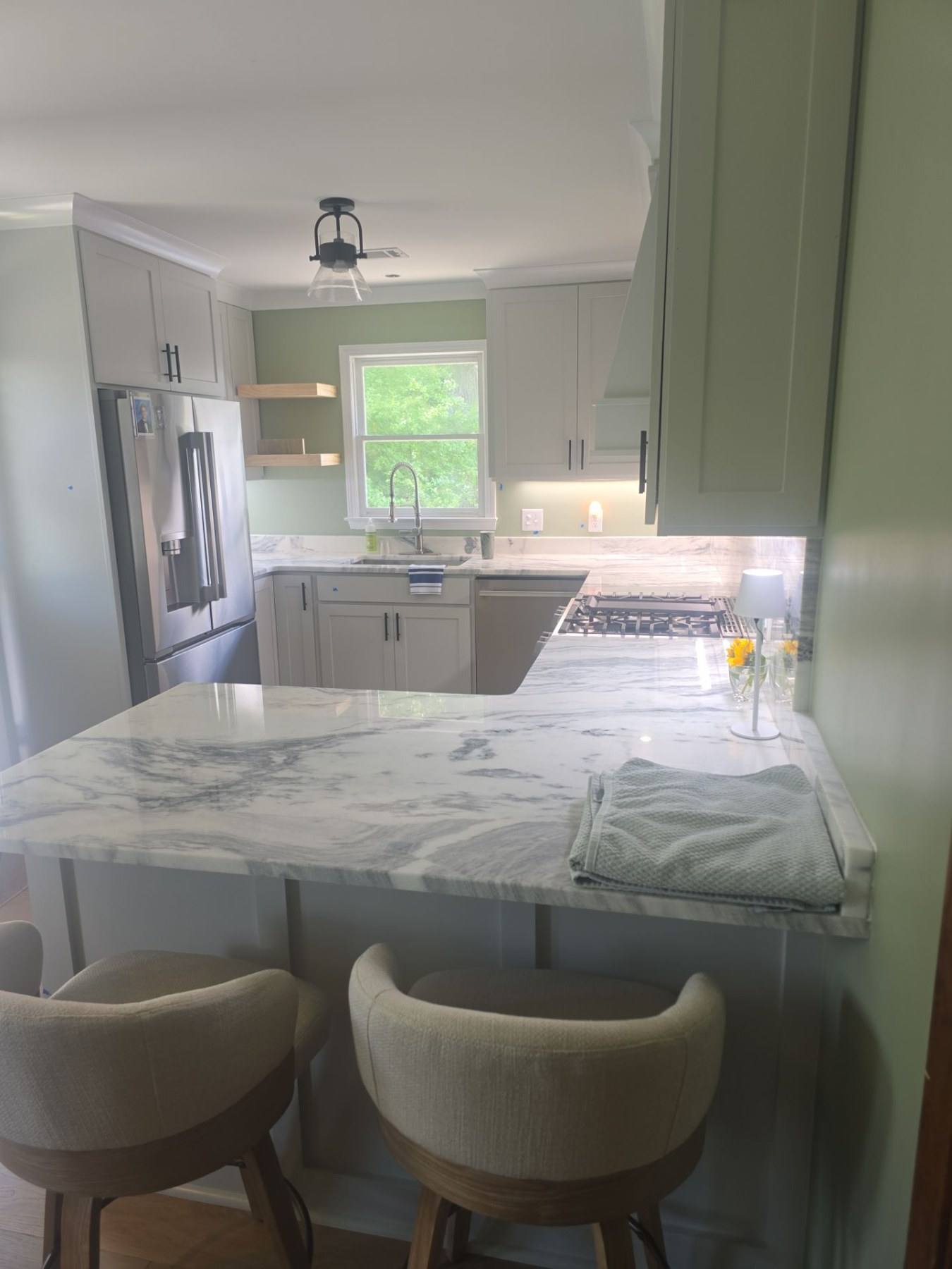 New white kitchen after a water damage rebuild in Lexington, SC