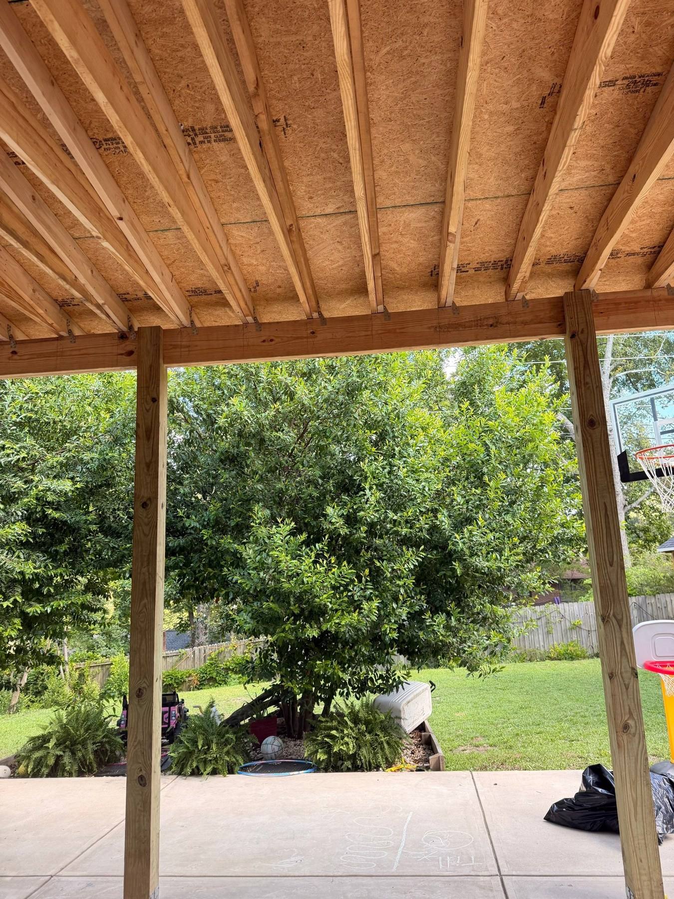 Tongue and groove ceiling on a new covered porch in Columbia, SC