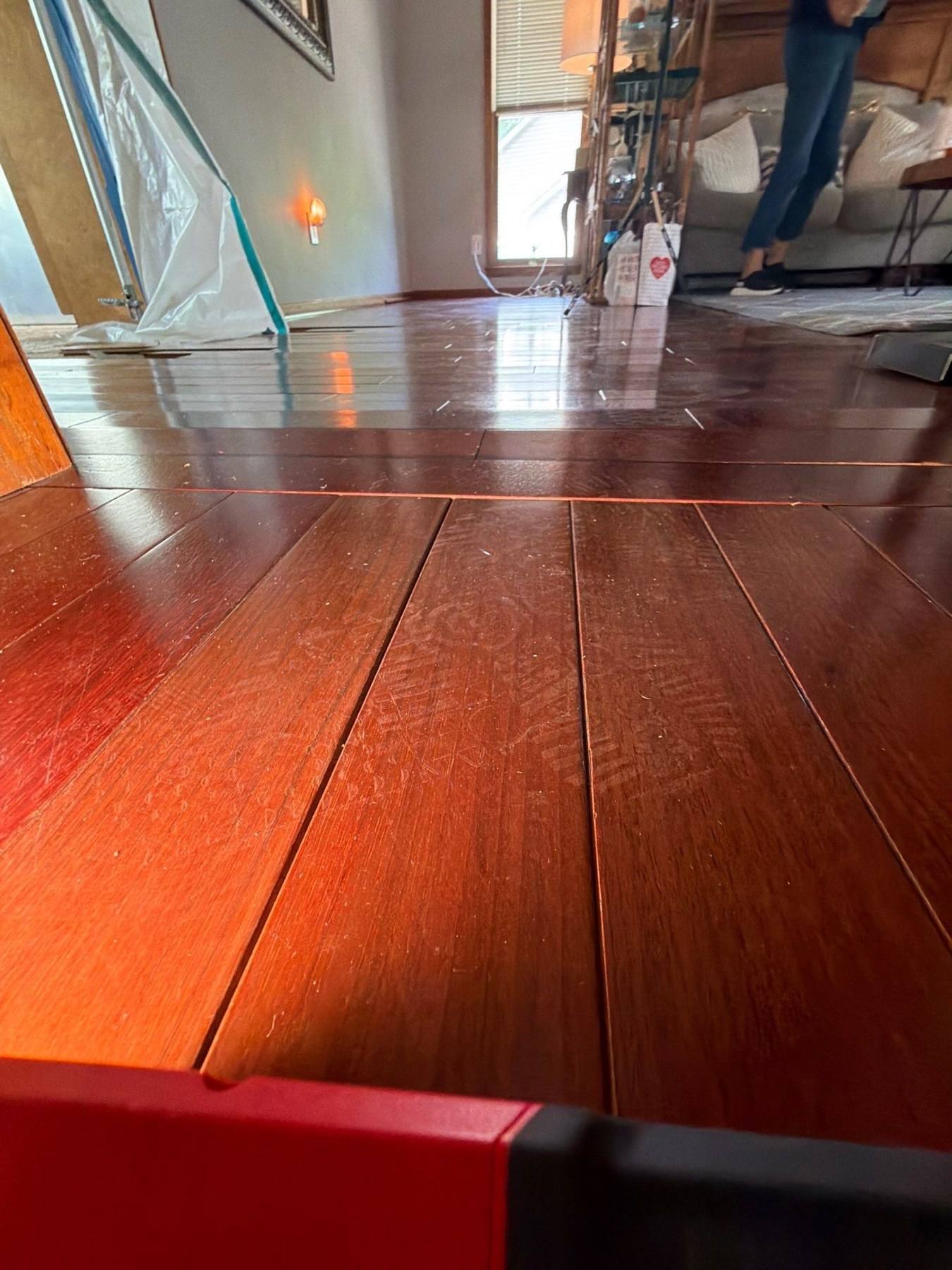 Cupped hardwood flooring from a water loss in a Lexington, SC home